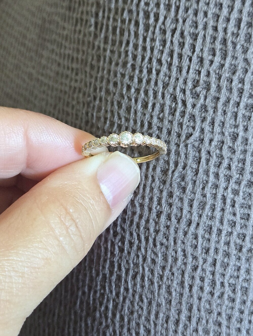 Dainty 14K Gold💛 Ring💍 with Fifteen Graduated Lab🧪 Created Diamonds💎 - Picture 4 of 16
